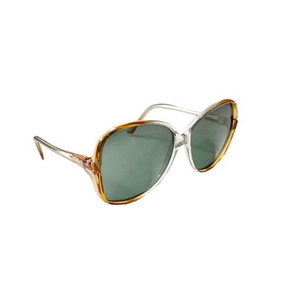 Vintage 80s Sunglasses Oversize Round Lens Ombre Frame Gray Lens Acrylic - Picture 1 of 16